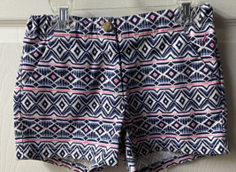 Nautica Print Shorts Girls Size 12 Blue Pink White Geometric Adjustable ... - $7.87