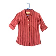 Cabelas Womens Size Small Reg Short 1/2 Cuffed Sleeve Striped Button Up Shirt St - $22.76