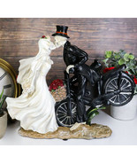 Love Never Dies Skeleton Bridal Couple Kissing On Bicycle W Rose Basket ... - $54.66 CAD