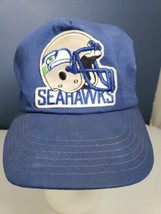 Vintage Seattle Seahawks Patch Logo Mesh Hat Truck Cap snapback USA Blue dirty - £39.43 GBP
