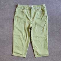 Talbots Stretch Cropped Pants Womens Size 12 Petite Lime Green Cotton Stretch - £18.60 GBP