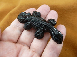 (Y-LIZ-UR-715) Black Onyx UROMASTYX LIZARD gemstone carving FIGURINE gem... - $17.53