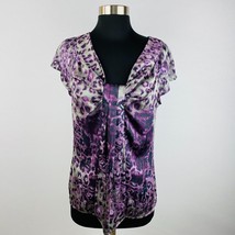 Violet &amp; Claire Womens Small S Purple Gray Animal Print Cap Sleeve Top - £14.98 GBP