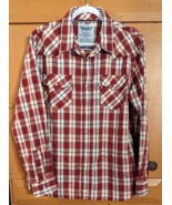 Levi Strauss Men&#39;s Large Western Pearl Snap Red / White Plaid Shirt Long... - $19.30