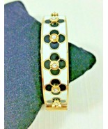 HENRI BENDEL Crystal Oval Bangle Bracelet Yellow Gold Tone Black &amp; White... - £200.32 GBP