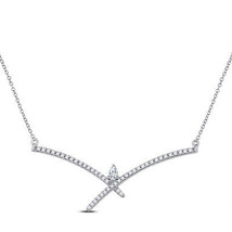 10kt White Gold Womens Pear Diamond Modern Fashion Necklace 1/4 Cttw - £312.34 GBP
