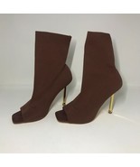 Liliana Brown Fabric Knit Sock High Heel Peep Toe Stiletto Booties Size 10 - $1,840.32 MXN Liliana Brown Fabric Knit Sock High Heel Peep Toe Stiletto Booties Size 10 - $1,840.32 MXN