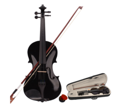 New 4/4 Acoustic Violin Case Bow Rosin Black - £59.94 GBP