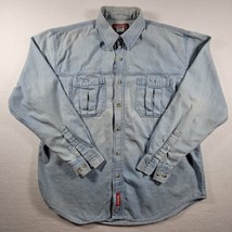 Vintage Marlboro Country Store Mens Denim Button Shirt Blue Long Sleeve ... - £14.14 GBP