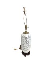 Vtg Blanc De Chine Japanese Reticulated Cut Out Porcelain Lamp Cherry Bl... - $98.55