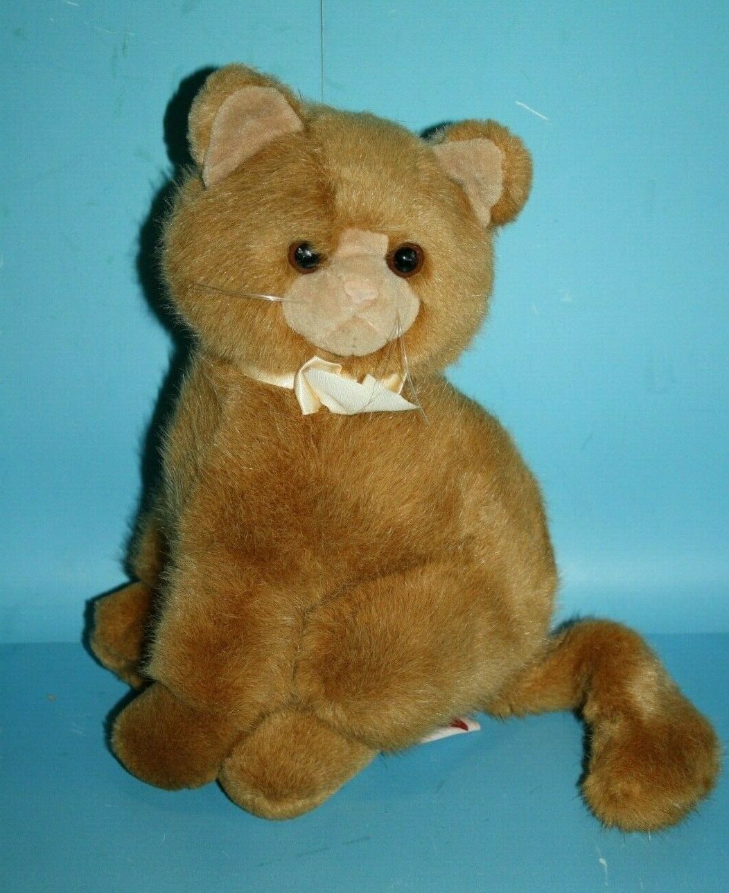 Creations by Dakin Cat 10&quot; Kitten Brown Plush Stuffed Animal Bow Soft Vt... - $23.95