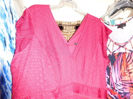 Nwt Lane Bryant 28W Red Lace Short Sleeve Dress V-NECK - £38.25 GBP