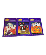 Lot Of 3 Vintage Pumpkin Time Halloween Suncatcher Ghost Pumpkin Black C... - £19.65 GBP