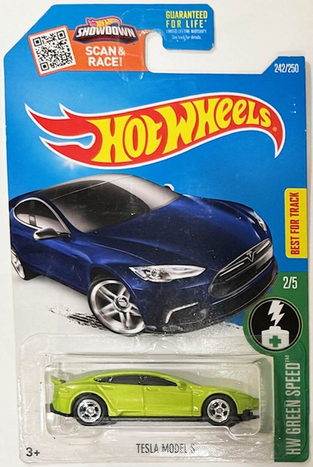 Lime TESLA Model S Custom Hot Wheels w/ RR Wheel Swap - $51.94