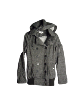 Charlotte Russe Hooded Sweater Jacket Button/Snap Front Black/Gray Women... - $14.84
