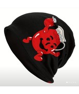Beanie Hat Red &amp; White Kool Aid Cartoon on Black Mesh Print - $15.42 CAD