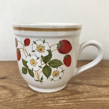 Vintage 70s Sheffield Strawberries n Cream Floral Stoneware Coffee Mug T... - $26.72