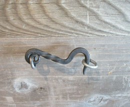 Iron Hook &amp; Latch Eye Lock Window Drawer Twisted Hand Forged Barn Cabin ... - $7.99