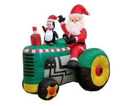USED 5 Foot Tall Christmas LED Inflatable Santa Claus Tractor Penguin De... - $44.55