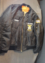 Intermediate MA-1 Flyers Flight Flyers Pilot Bomber Black Jacket Large W/ Custom - £95.67 GBP