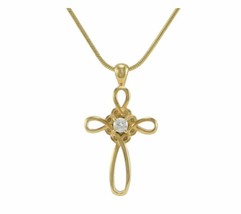 Stainless Steel/14K Gold Plated Bronze Cross Funeral Cremation Pendant w/chain - $124.87