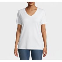 Women Tee Bella Canvas Basic V Neck T Shirt White Short Sleeve Size XL - $6.82