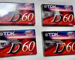 TDK D-60 Cassette Tapes 4 ea High Output IECI/TYPE 1 NIB 279J - £9.98 GBP