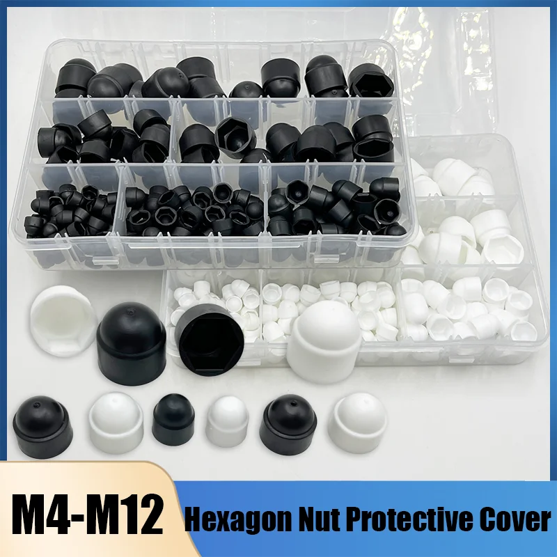 300/197pcs PE Nut Protective Cap Set M4 M5 M6 M8 M10 M12 Black White Hex... - $24.07+