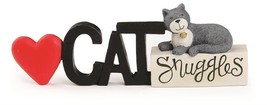 Cat Snuggles Message Block - Cat Figurine - $12.95