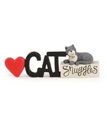 Cat Snuggles Message Block - Cat Figurine - £10.37 GBP