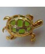 Vintage Signed  AK &quot;Anne Klein&quot; Gold-tone Green Jelly Belly Turtle Brooch - €21,27 EUR
