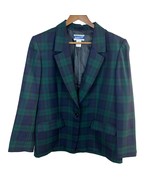 Pendleton Blazer Jacket Women 12 Petite Green Blue Black Plaid Pattern 1... - £39.90 GBP