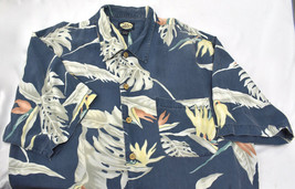 Tommy Bahama Blue Floral Bird of Paradise Hawaiian Camp Button Shirt Mens Large - £29.42 GBP