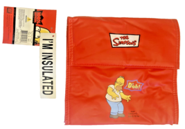 Simpsons 2005 Top Flap Lunch Bag &amp; Tote, Red With Homer D’oh! Haddad Acc... - £14.62 GBP