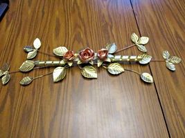 HOMCO Brass Copper Metal Roses Leaves Swag Picture Accent Home Interiors  - $34.99