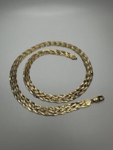 Vintage Gold Over Sterling Silver Braided Flat Chain Necklace 24” X 10mm - £50.89 GBP