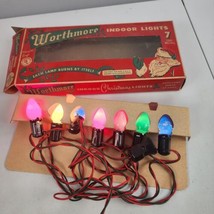 Vintage Worthmore Christmas Tree 7 Lights Bulb String Indoor working - $12.86