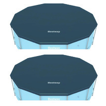 Bestway Round PVC 12 Foot Pool Cover for Above Ground Pro Frame Pools (2 Pack) - $80.99