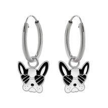 Dog with Sunglasses 925 Silver Hoop Earrings - £13.65 GBP