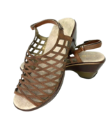 Jambu Milan Sandal 8.5 Sport Wedge Brown Leather Peep Toe Shoe Cutout - £44.37 GBP