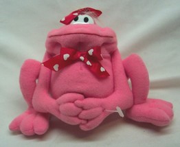 Vintage Fun World FUNNY PINK FROG WITH HEART BOWS 4&quot; Plush STUFFED ANIMA... - £11.74 GBP