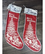 Vintage 1950s Felt Christmas Holiday Stockings Stenciled Merry Christmas - $466.05 MXN