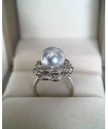 Rare 11.4mm Silver Australian South Sea Pearl Ring, Blue Blood Series Fl... - $354.00
