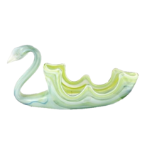 Swan Mint Green Art Glass Large Vintage Candy Decorative - $49.50