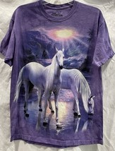 The Mountain White Horses T-Shirt Womens M Purple Tie Dye Unisex Fantasy... - $28.70