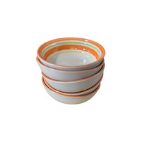 Gibson Lorenzo Orange Green Yellow Rim Coupe Soup Cereal Bowls  Set of 5 - $22.76