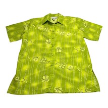 Mattina Shirt Women&#39;s Small Green Floral 100% Polyester Short Sleeve But... - £18.97 GBP