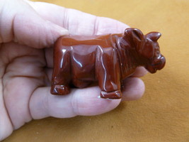 Y-COW-718) Red Jasper Jersey COW dairy gemstone figurine CARVING stone l... - $17.53