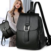 Black School Supplies Backpack Female PU Leather Backpack Japanese Street Bag Wo - £31.41 GBP