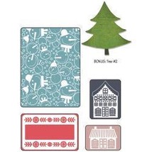 Sizzix Textured Impressions Embossing Folders With Bonus Sizzlits Die  Snowmen S - £17.33 GBP